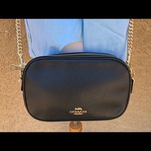 Coach Pebble Leather Large Crossbody Bag BLACK